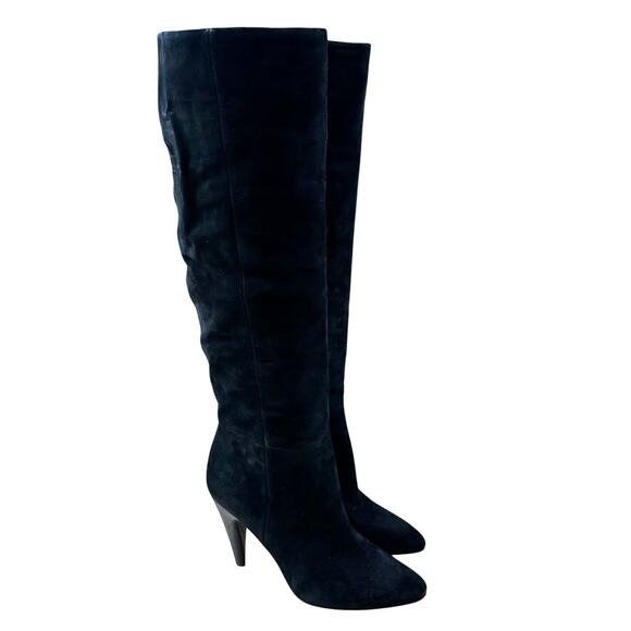 Veronica Beard Sanzi Black Suede Cone Heel Knee High Boot Women's Size 6M NWOB
